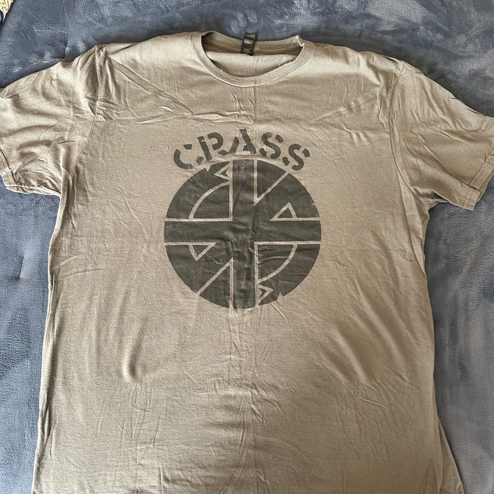 Crass Men's Short Sleeve Tee - Tan with Black Graphic